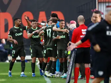 Los jugadores del Girona celebran el segundo gol ante el Rayo Los jugadores del Girona celebran el segundo gol ante el Rayo