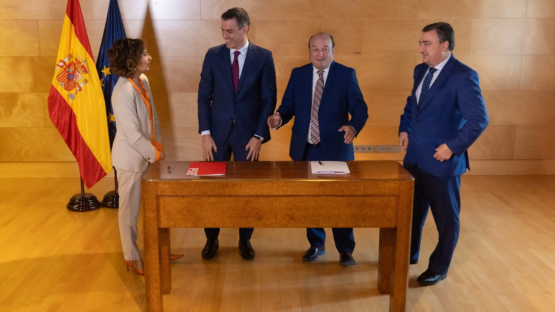 María Jesús Montero, Pedro Sánchez, Andoni Ortuzar y Aitor Esteban María Jesús Montero, Pedro Sánchez, Andoni Ortuzar y Aitor Esteban
