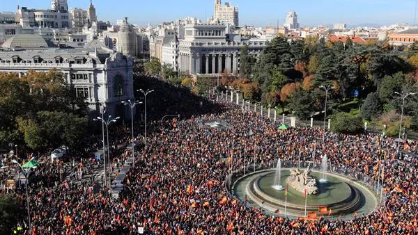 Imagen de la protesta en Cibeles contra la amnistía Imagen de la protesta en Cibeles contra la amnistía