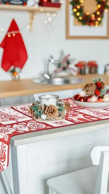 Camino para la mesa con motivos navideños Camino para la mesa con motivos navideños
