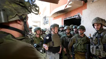 Imagen del primer ministro israelí, Benjamín Netanyahu en Gaza