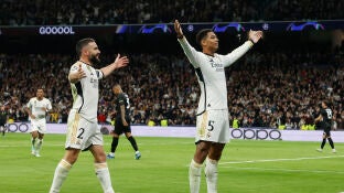 Jude Bellingham celebra el 2-1 ante el N&aacute;poles