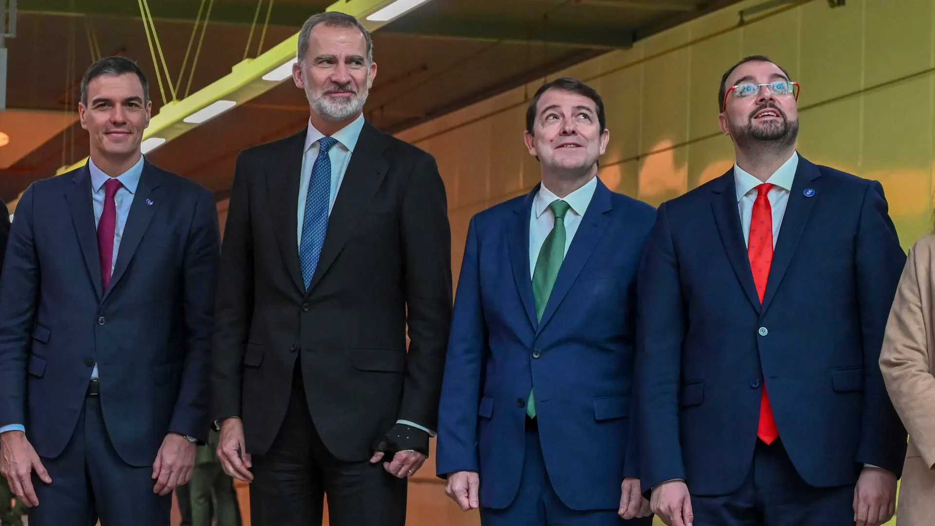 Pedro Sánchez, Felipe VI, Alfonso Fernández Mañueco y Adrián Barbón Pedro Sánchez, Felipe VI, Alfonso Fernández Mañueco y Adrián Barbón