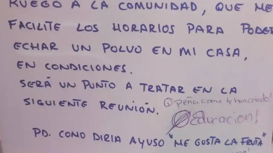 El mesaje de los vecinos