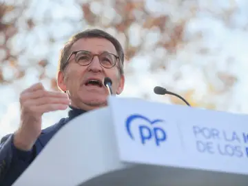 El presidente del PP, Alberto Núñez Feijóo, durante el acto organizado por el Partido Popular 