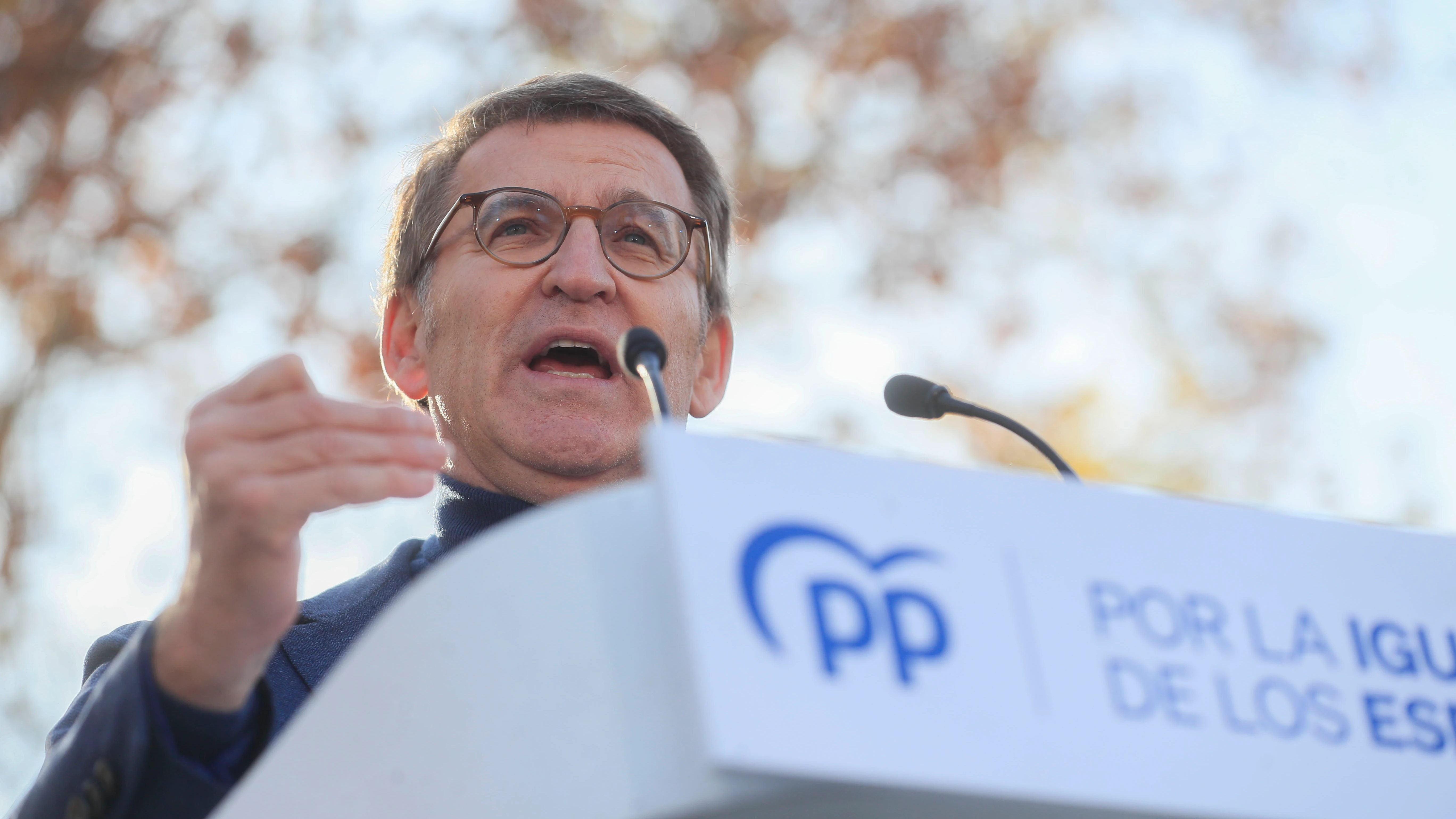 El presidente del PP, Alberto Núñez Feijóo, durante el acto organizado por el Partido Popular El presidente del PP, Alberto Núñez Feijóo, durante el acto organizado por el Partido Popular