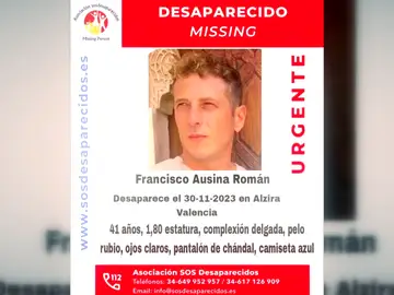 La búsqueda de Francisco Ausina no cesa tras cinco días desaparecido: hallan sus prendas de ropa en la zona