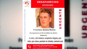 La búsqueda de Francisco Ausina no cesa tras cinco días desaparecido: hallan sus prendas de ropa en la zona