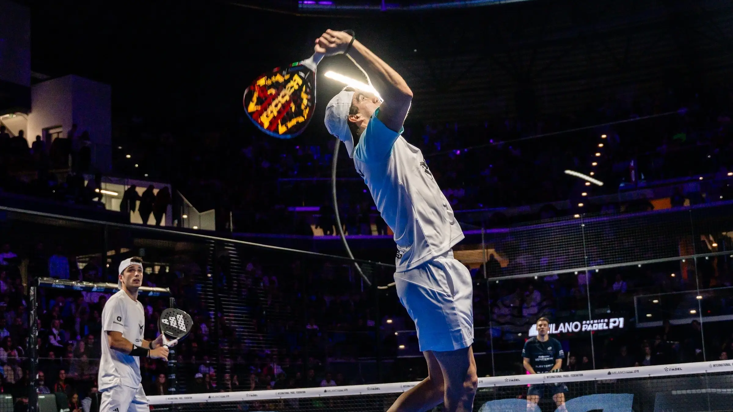 Juan Lebrón y Ale Galán, en acción en la final del Premier Padel de Milán Juan Lebrón y Ale Galán, en acción en la final del Premier Padel de Milán