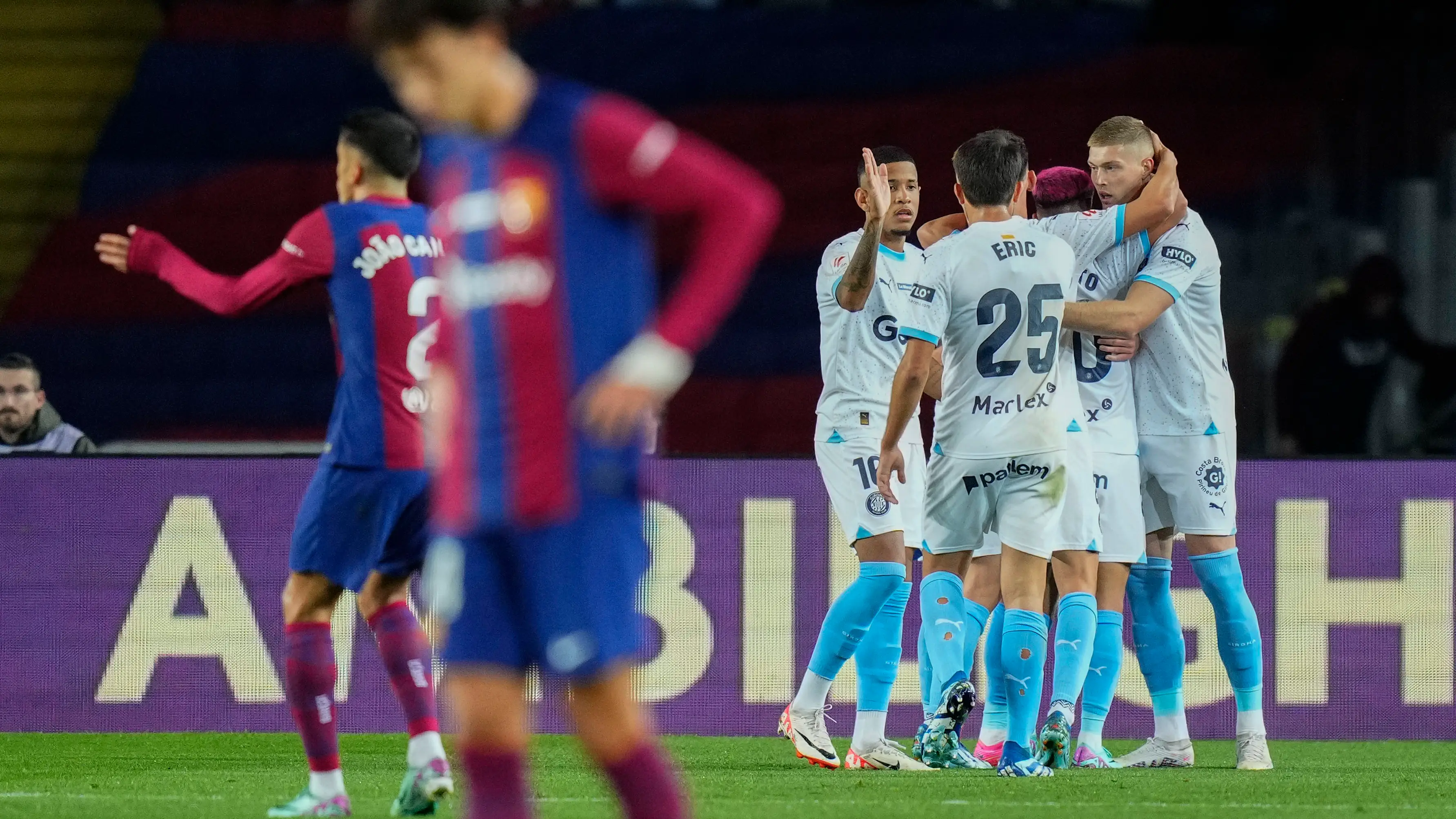 Los jugadores del Girona celebran el gol de Dovbyk Los jugadores del Girona celebran el gol de Dovbyk