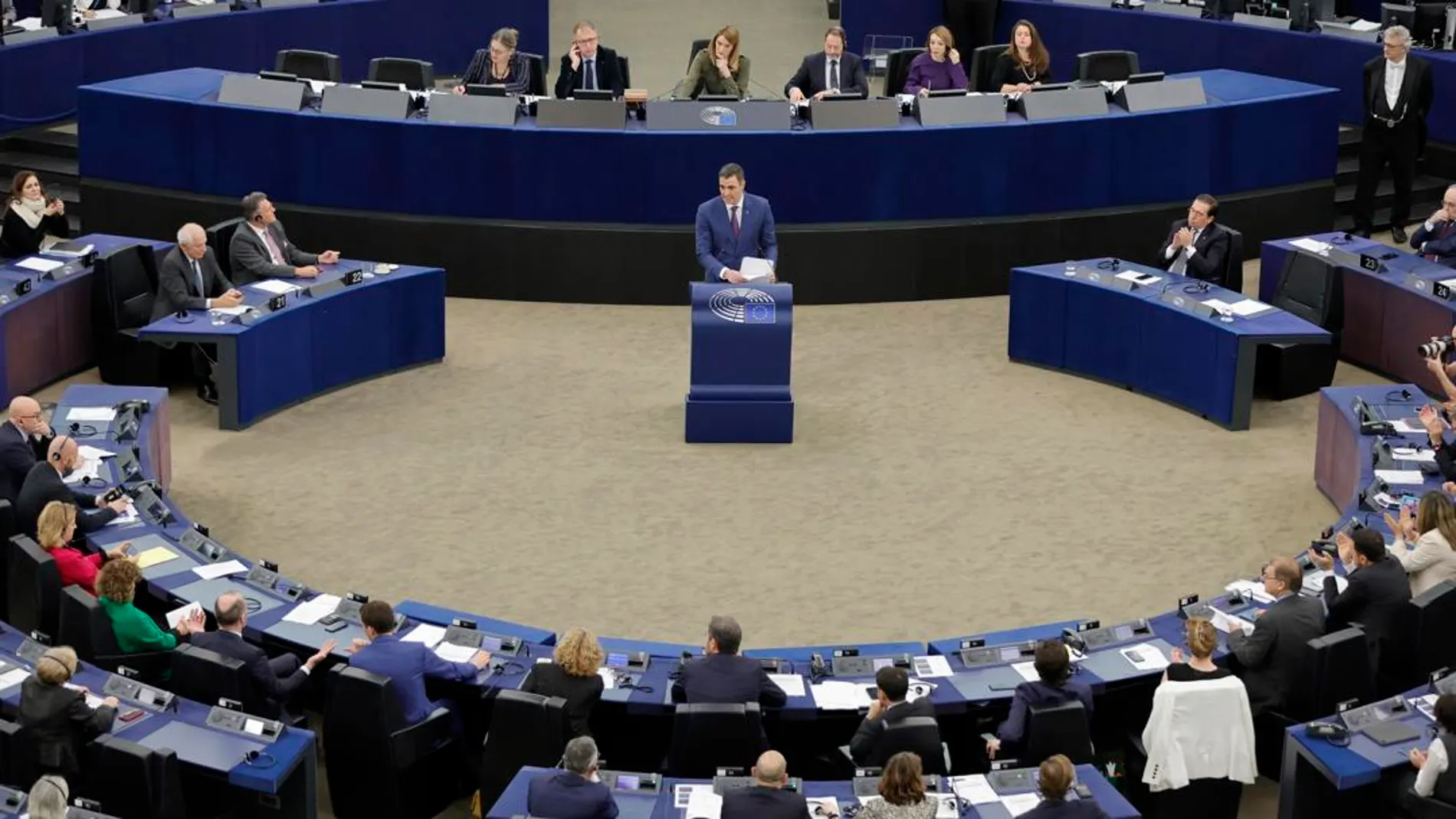 El presidente del Gobierno, Pedro Sánchez, ante el pleno del Parlamento Europeo