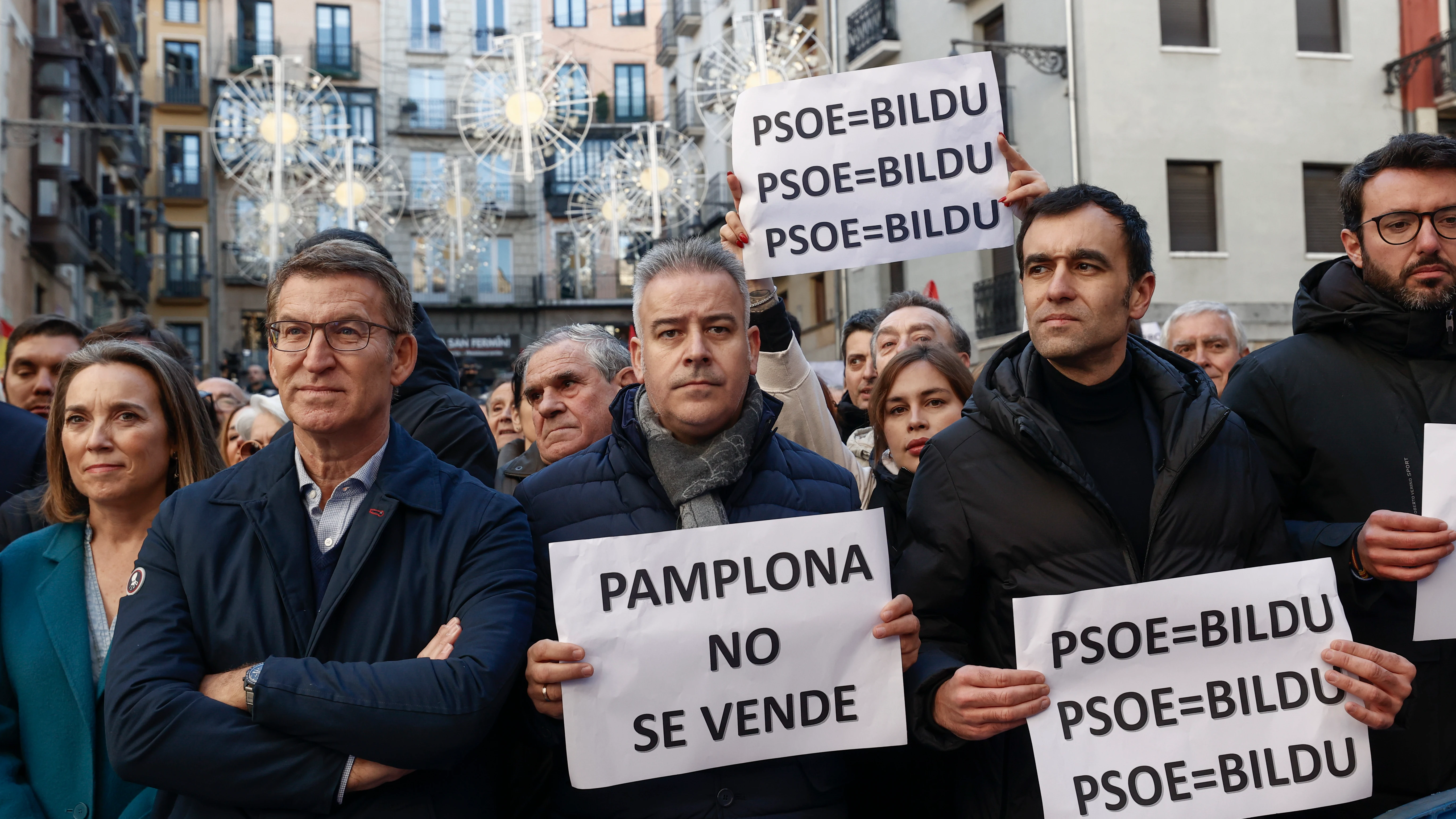 El presidente del Partido Popular, Alberto N&uacute;&ntilde;ez Feij&oacute;o, en Pamplona