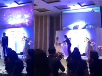 Imagen del altercado en la boda en China.