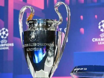 El trofeo de la Champions League en un sorteo celebrado en Nyon