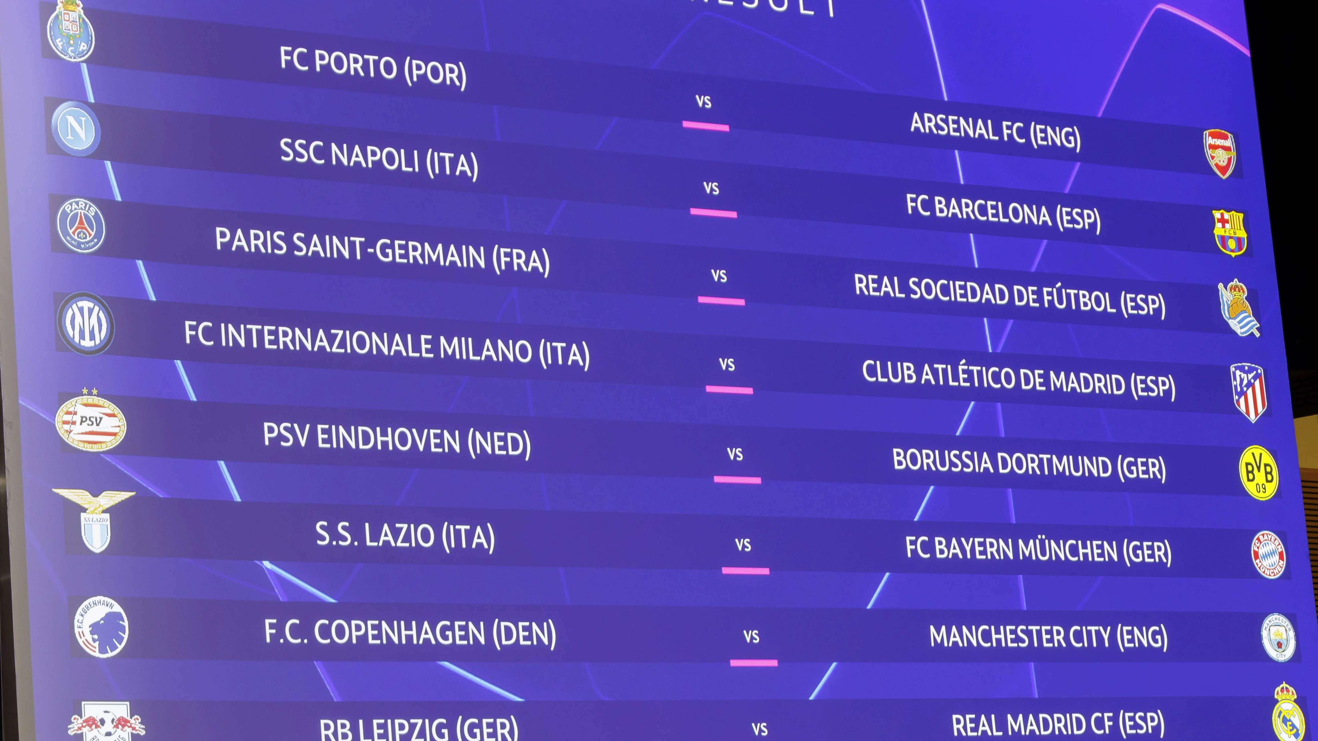 Emparejamientos y cruces de los octavos de final de la Champions League 2023-24 Emparejamientos y cruces de los octavos de final de la Champions League 2023-24