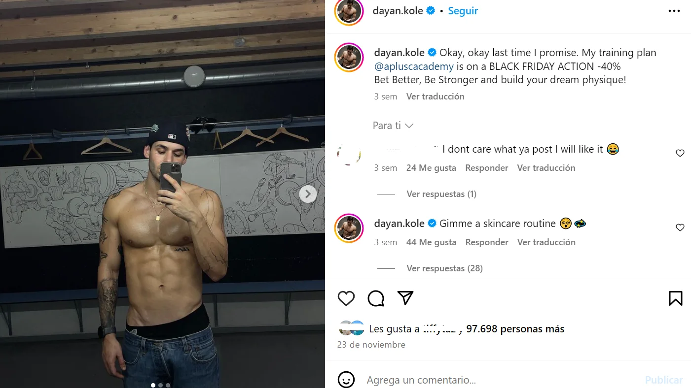 Publicación de Instagram de Dayan Kole Publicación de Instagram de Dayan Kole