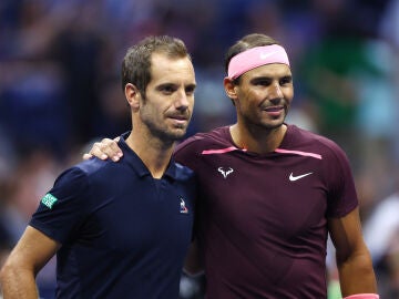 Richard Gasquet y Rafa Nadal en un partido del US Open 2022