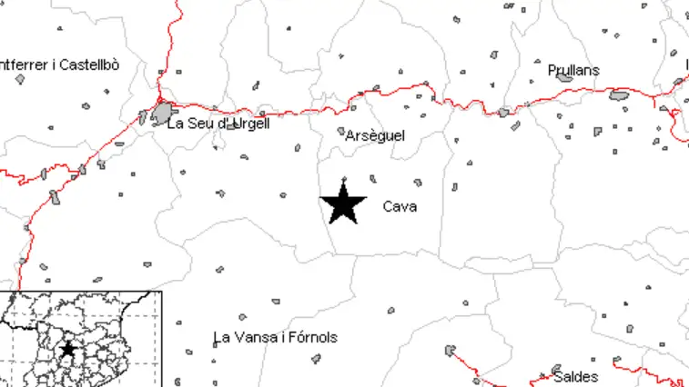 Epicentro del terremoto en las proximidades de Cava