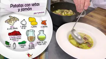 Ingredientes Patatas con setas y jamón