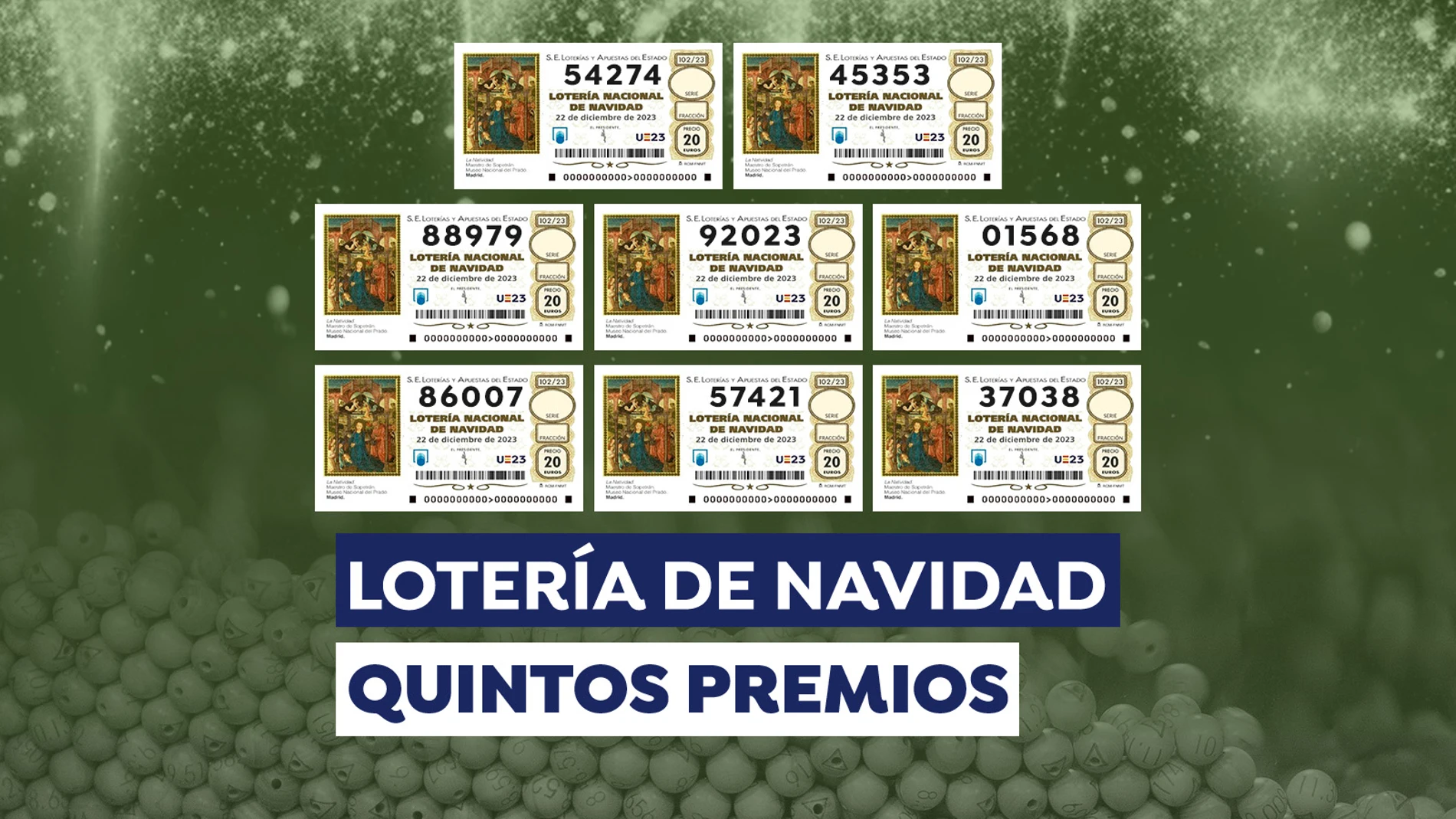 Quintos premios de la Lotería de Navidad 2023
