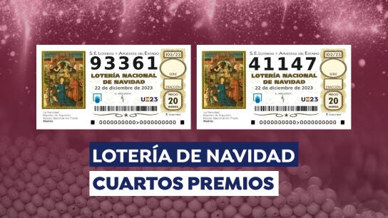 93.361 y 41.147 cuartos premios de la Loter&iacute;a de Navidad 2023