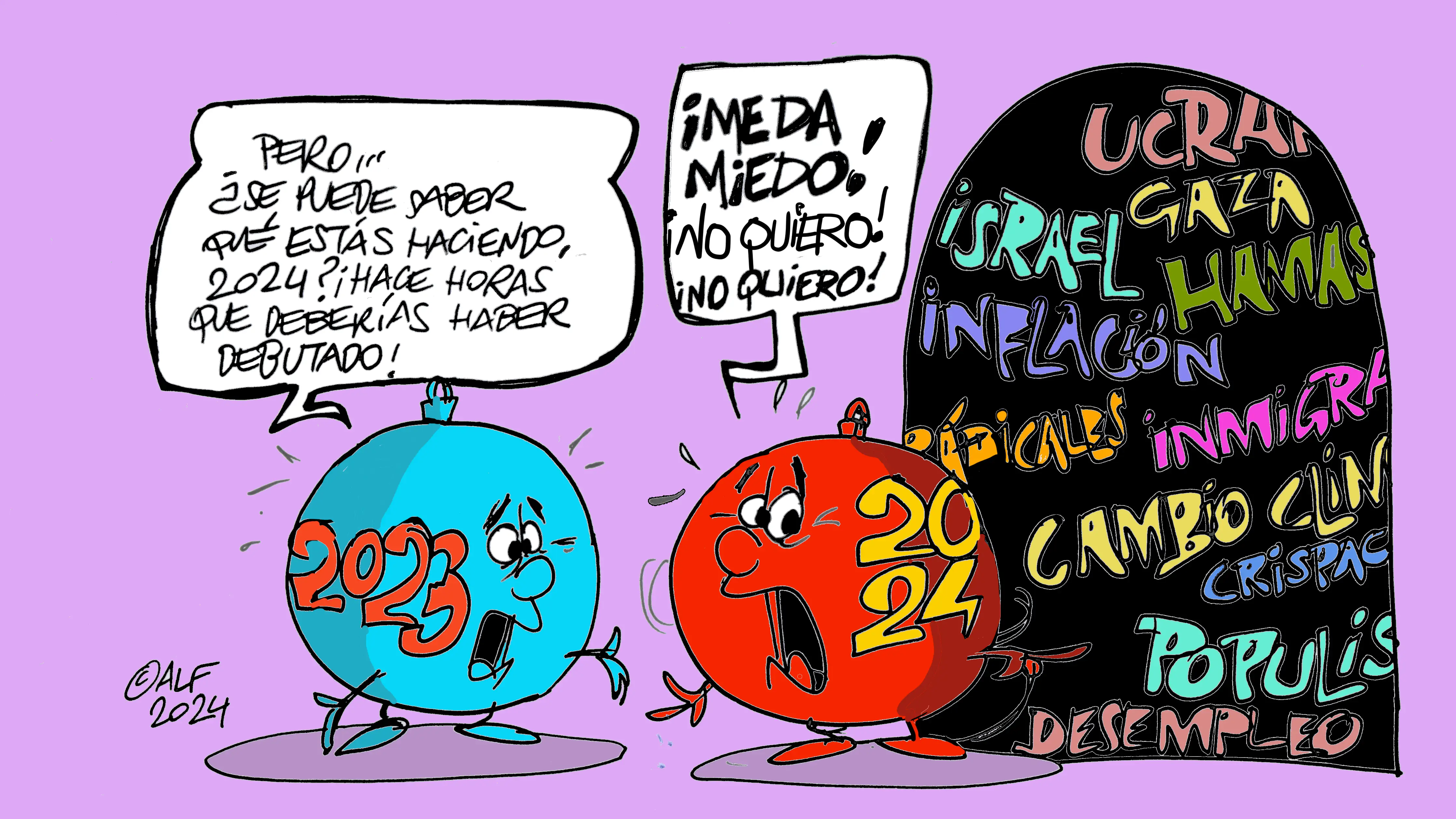 La llegada del 2024, en la viñeta gráfica de Alfredo Boto La llegada del 2024, en la viñeta gráfica de Alfredo Boto