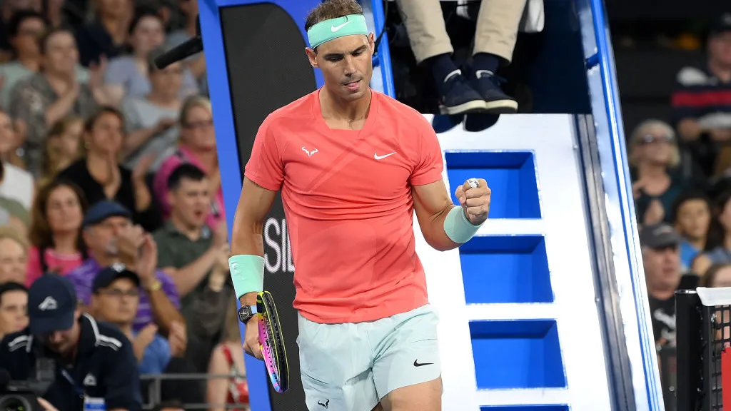 Rafa Nadal festeja un punto ante Dominic Thiem Rafa Nadal festeja un punto ante Dominic Thiem