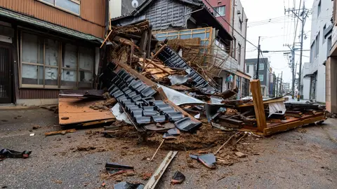 Una casa derrumbada en Nanao, prefectura de Ishikawa Una casa derrumbada en Nanao, prefectura de Ishikawa