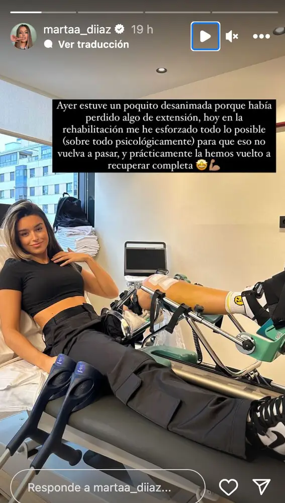Marta Díaz comparte cómo está siendo su rehabilitación