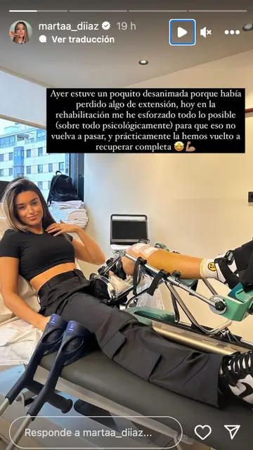 Marta Díaz comparte cómo está siendo su rehabilitación Marta Díaz comparte cómo está siendo su rehabilitación