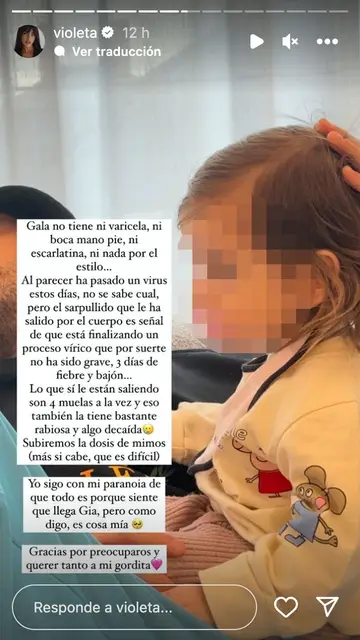 Violeta Mangriñán ha acudido al médico debido a que su hija Gala se encuentra mal Violeta Mangriñán ha acudido al médico debido a que su hija Gala se encuentra mal