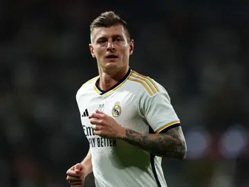 Toni Kroos durante el Real Madrid - Atlético de semifinales de la Supercopa de España 2024 Toni Kroos durante el Real Madrid - Atlético de semifinales de la Supercopa de España 2024