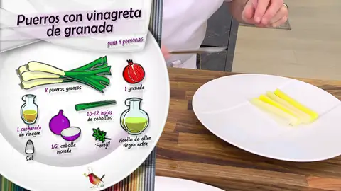Ingredientes Puerros con vinagreta de granada Ingredientes Puerros con vinagreta de granada