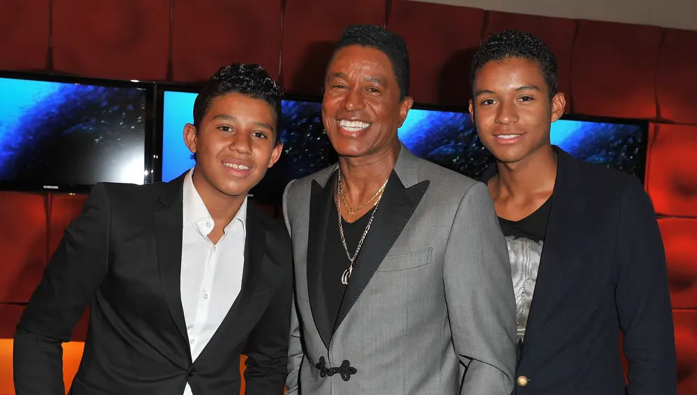 Jermaine Jackson y sus hijos Jermajesty Jackson y Jaafar Jackson
