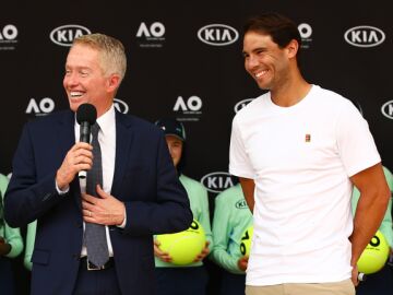 Craig Tiley y Rafa Nadal en un evento durante el Open de Australia 2020