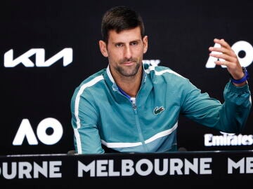 Novak Djokovic en una rueda de prensa previa al Open de Australia 2024