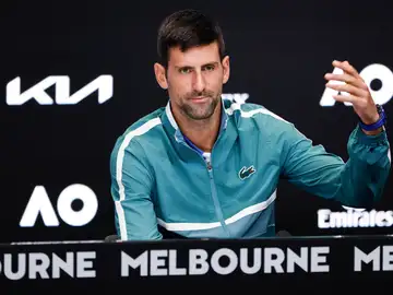 Novak Djokovic en una rueda de prensa previa al Open de Australia 2024 Novak Djokovic en una rueda de prensa previa al Open de Australia 2024
