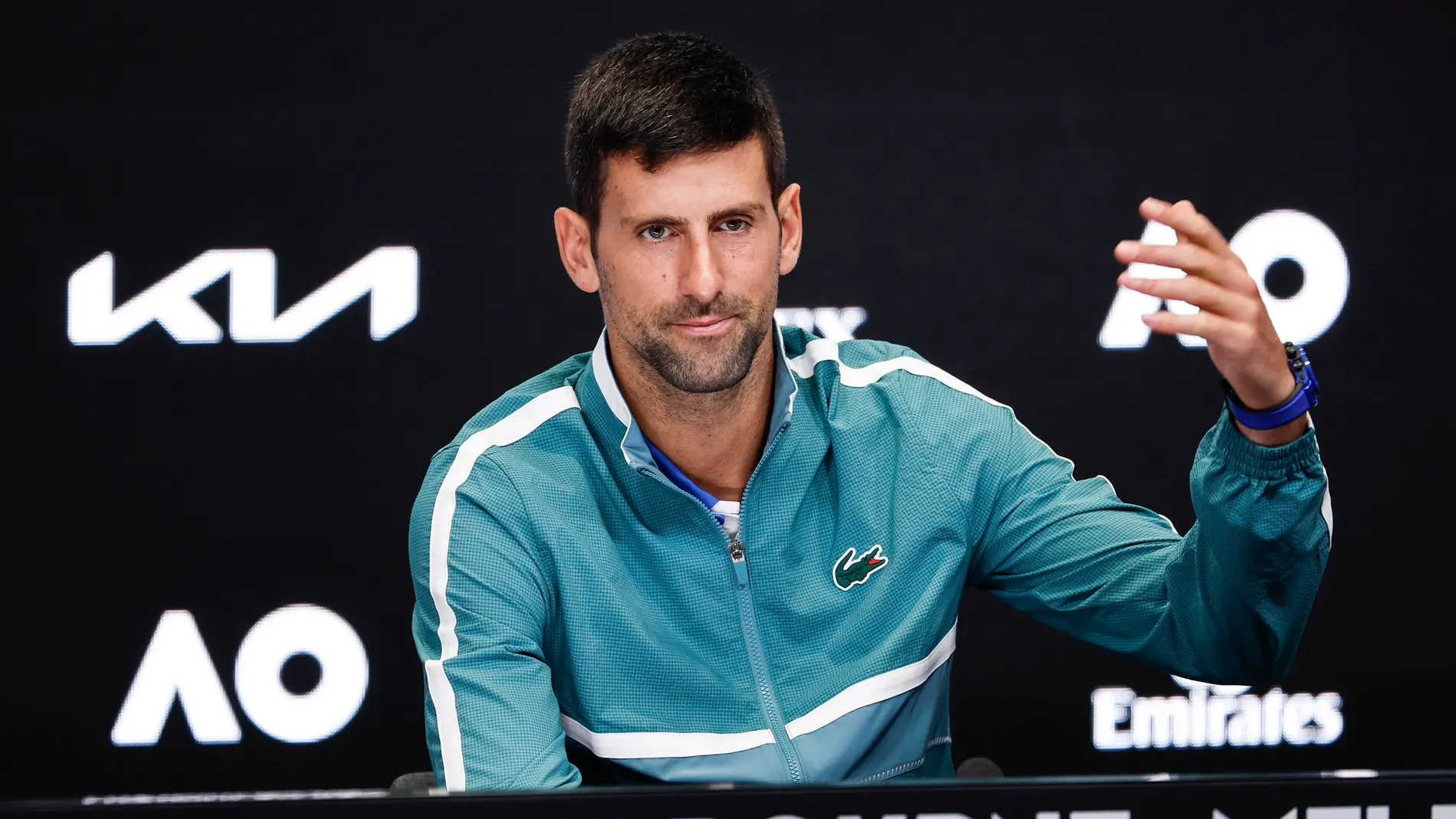 Novak Djokovic en una rueda de prensa previa al Open de Australia 2024