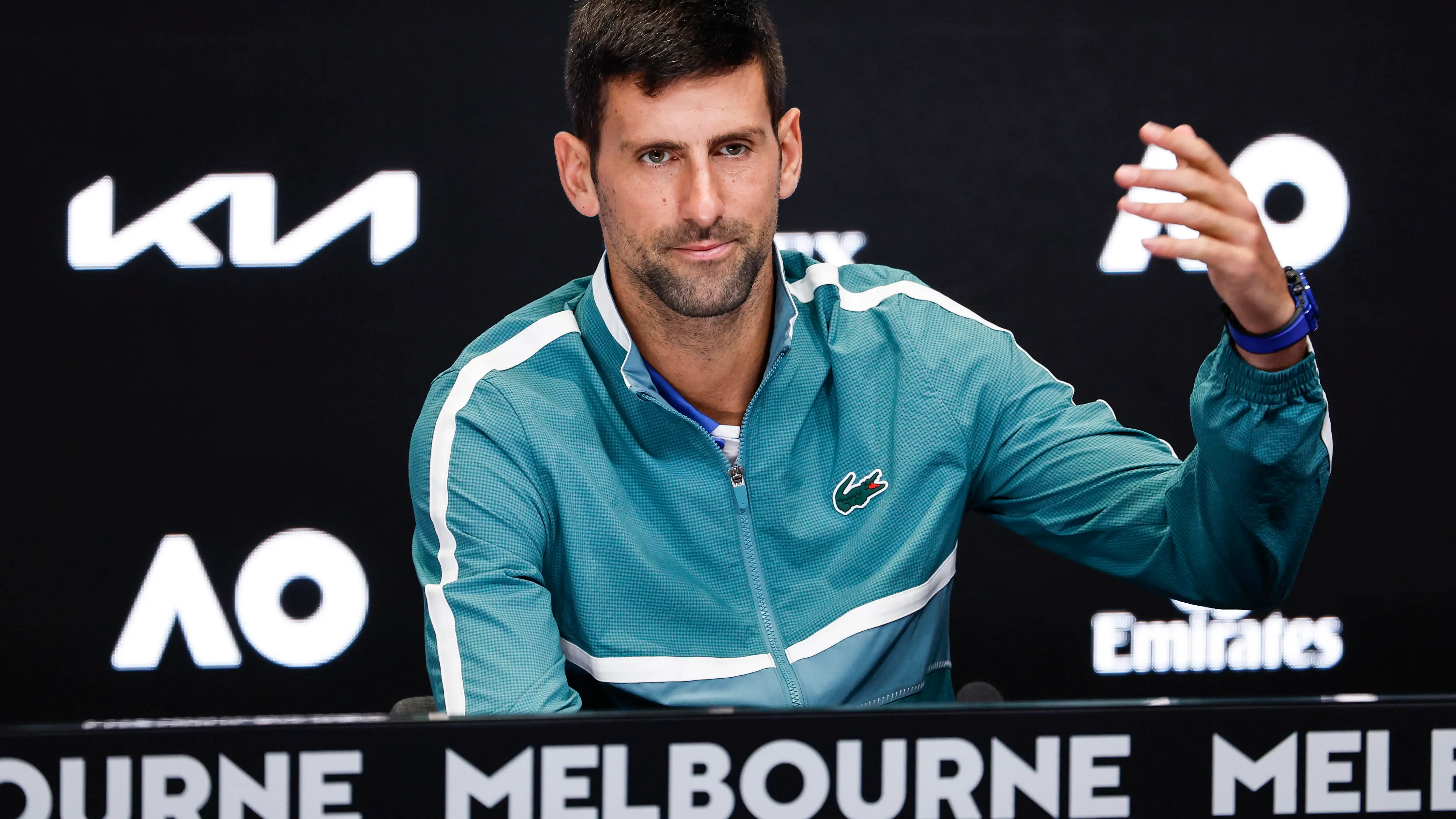 Novak Djokovic en una rueda de prensa previa al Open de Australia 2024 Novak Djokovic en una rueda de prensa previa al Open de Australia 2024