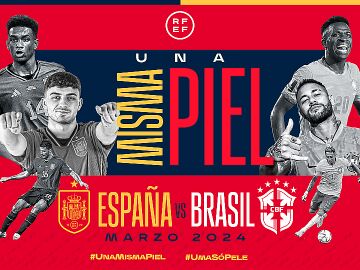 Cartel que anuncia el España - Brasil del 26 de marzo