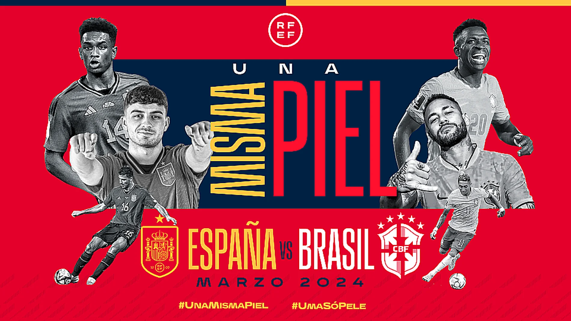 Cartel que anuncia el España - Brasil del 26 de marzo