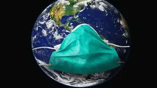 Imagen de la Tierra con una mascarilla Imagen de la Tierra con una mascarilla