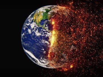 Imagen creada de la Tierra en llamas