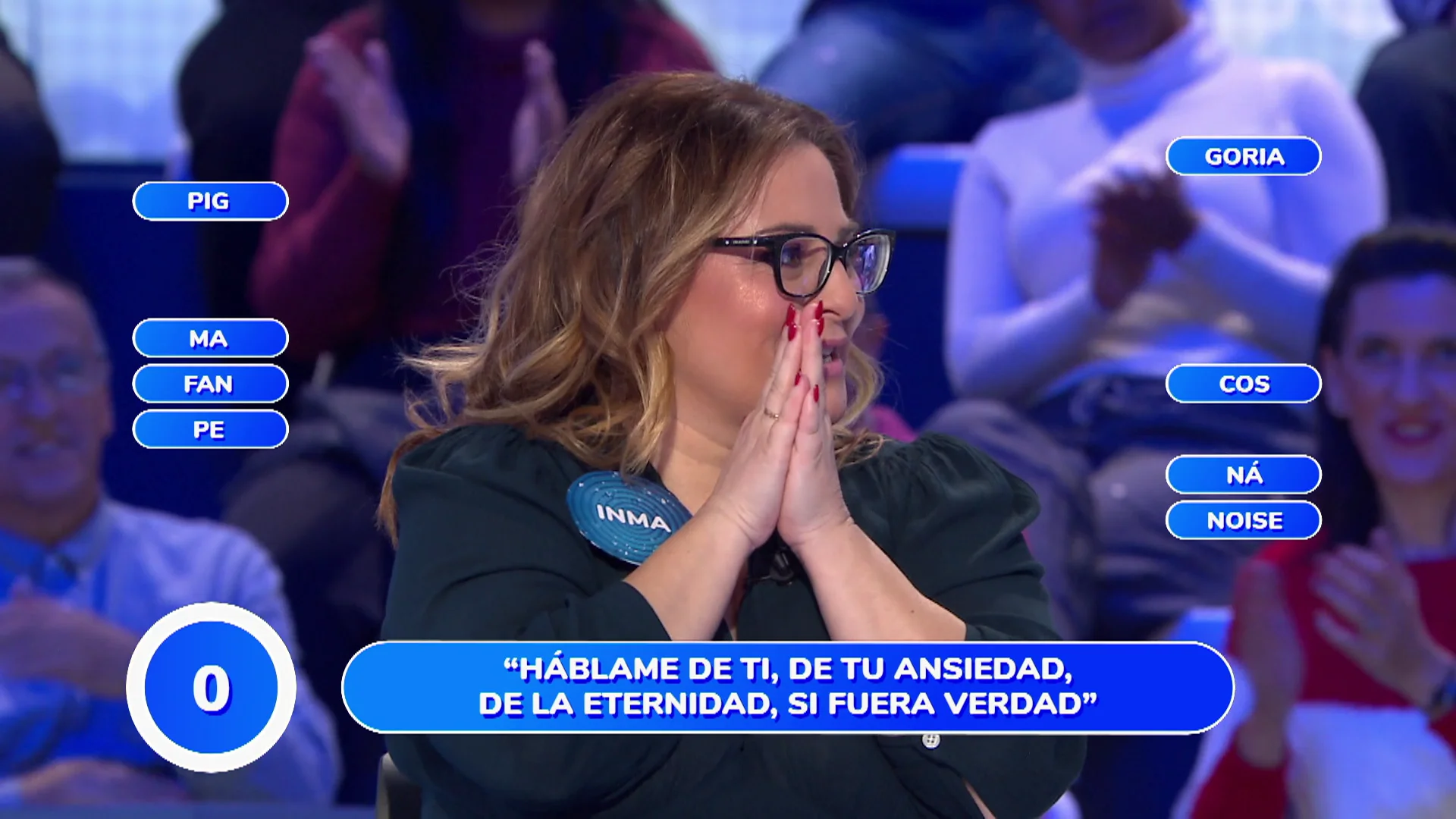A Inma Cuevas le puede la ansiedad en Pasapalabra: &ldquo;Perd&oacute;name, Mois&eacute;s, por favor&rdquo;