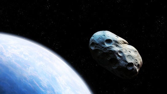 Recreaci&oacute;n de un asteroide que se acerca a la Tierra