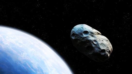 Recreación de un asteroide que se acerca a la Tierra Recreación de un asteroide que se acerca a la Tierra