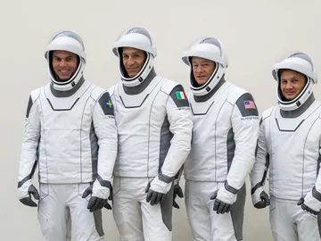 Fotografía cedida por Axiom Space donde aparecen los astronautas de la misión Ax-3 Fotografía cedida por Axiom Space donde aparecen los astronautas de la misión Ax-3