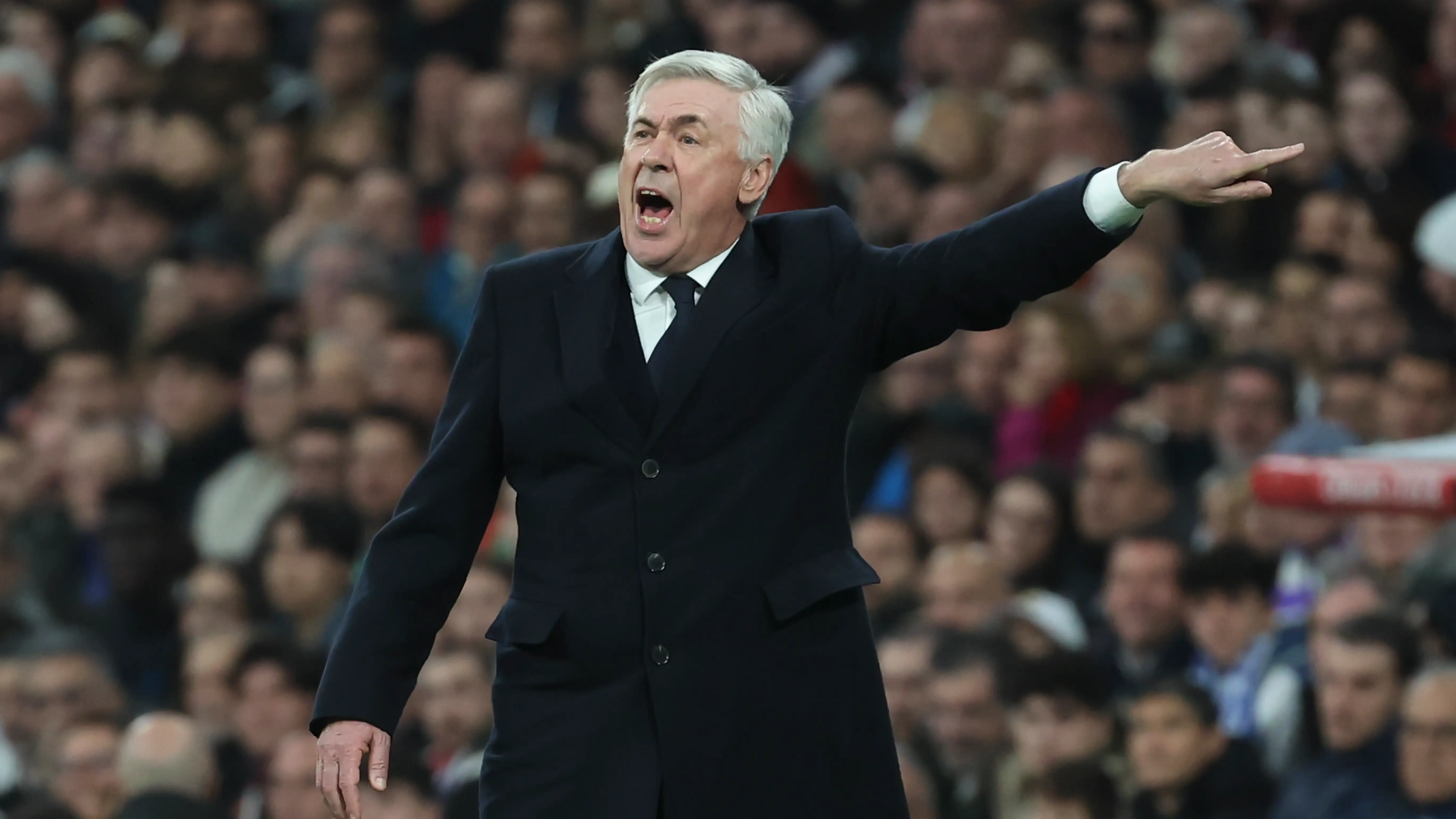 Carlo Ancelotti da instrucciones en el partido ante el Almería Carlo Ancelotti da instrucciones en el partido ante el Almería