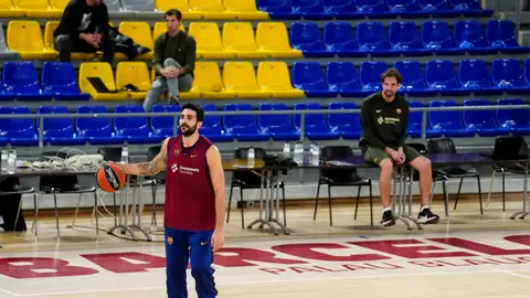 Ricky Rubio, en su primer entrenamiento con el Barcelona Ricky Rubio, en su primer entrenamiento con el Barcelona