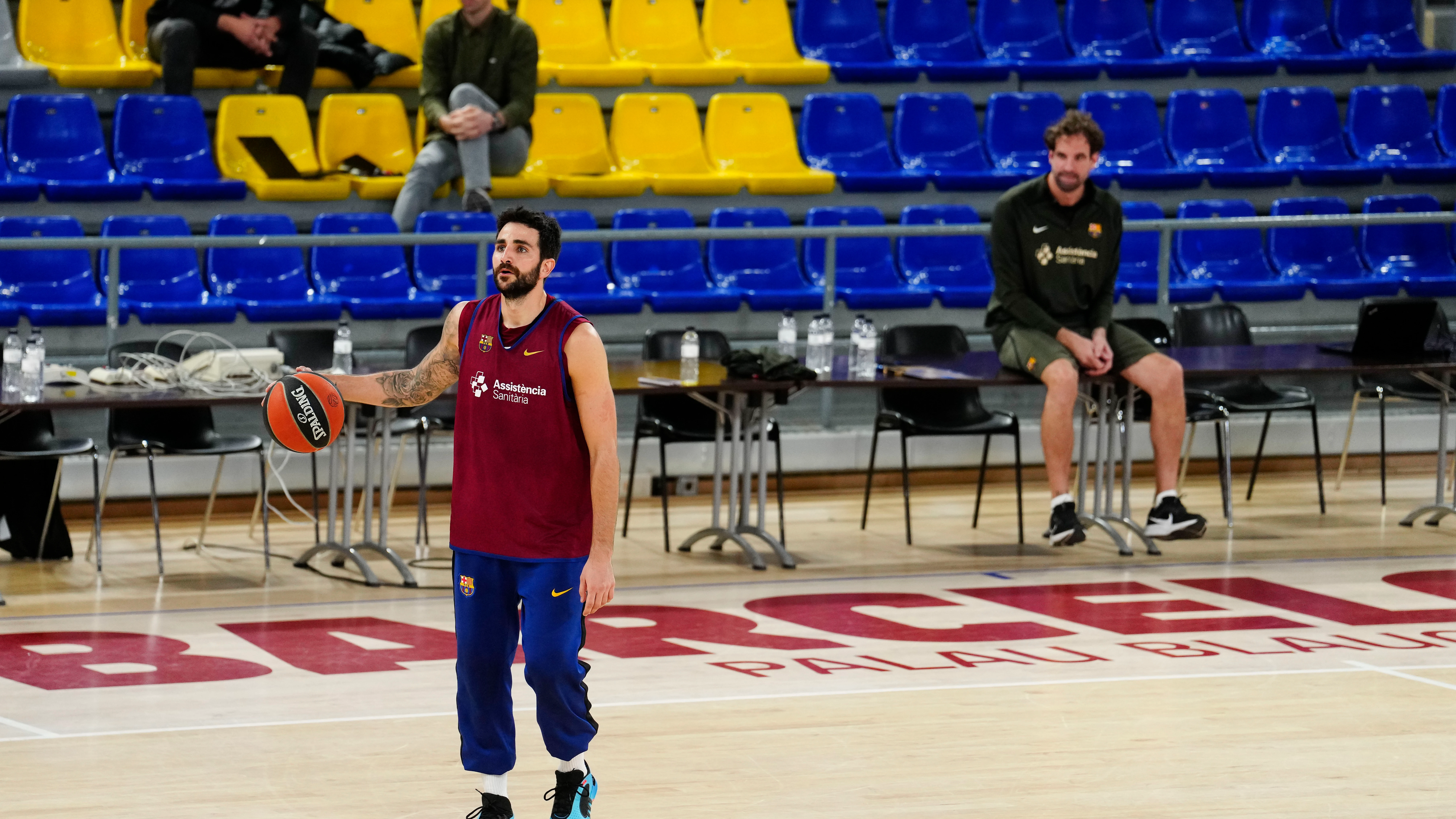 Ricky Rubio, en su primer entrenamiento con el Barcelona Ricky Rubio, en su primer entrenamiento con el Barcelona